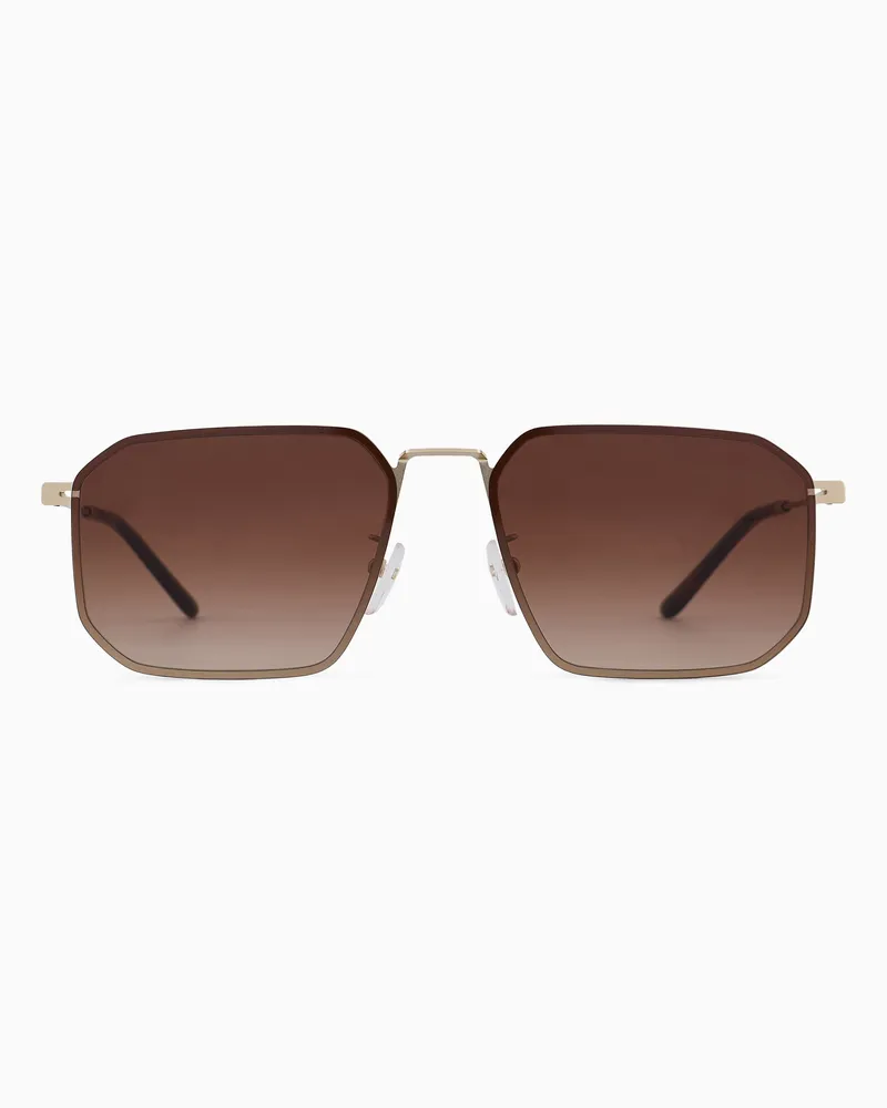 Emporio Armani Occhiali da sole da uomo forma irregolare Asian fit Oro