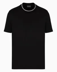 Emporio Armani OFFICIAL STORE T-shirt Con Collo Logato In Jersey Misto Lyocell Asv Nero