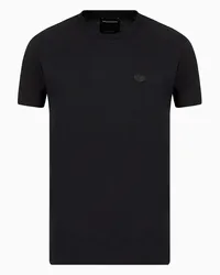 Emporio Armani OFFICIAL STORE T-shirt In Jersey Supima Con Micro Patch Logo Nero