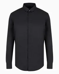 Emporio Armani OFFICIAL STORE Camicia Slim Fit In Raso Leggero Comfort Nero