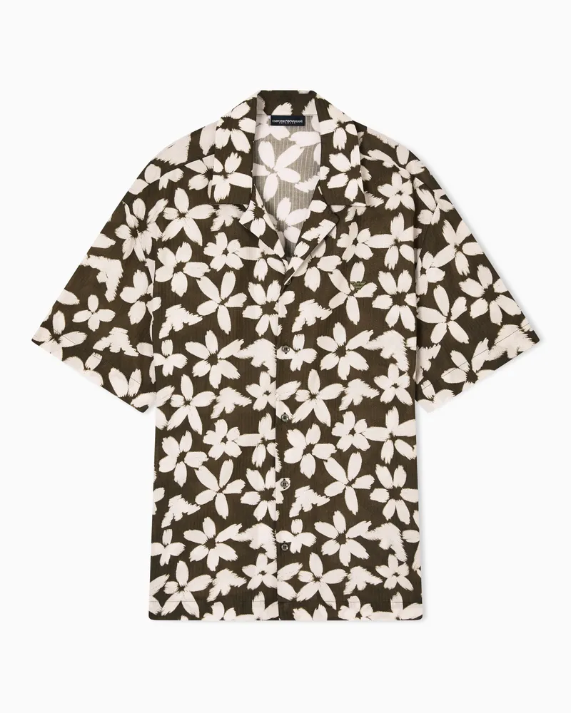 Emporio Armani Camicia beachwear fantasia Flower eagle Verde
