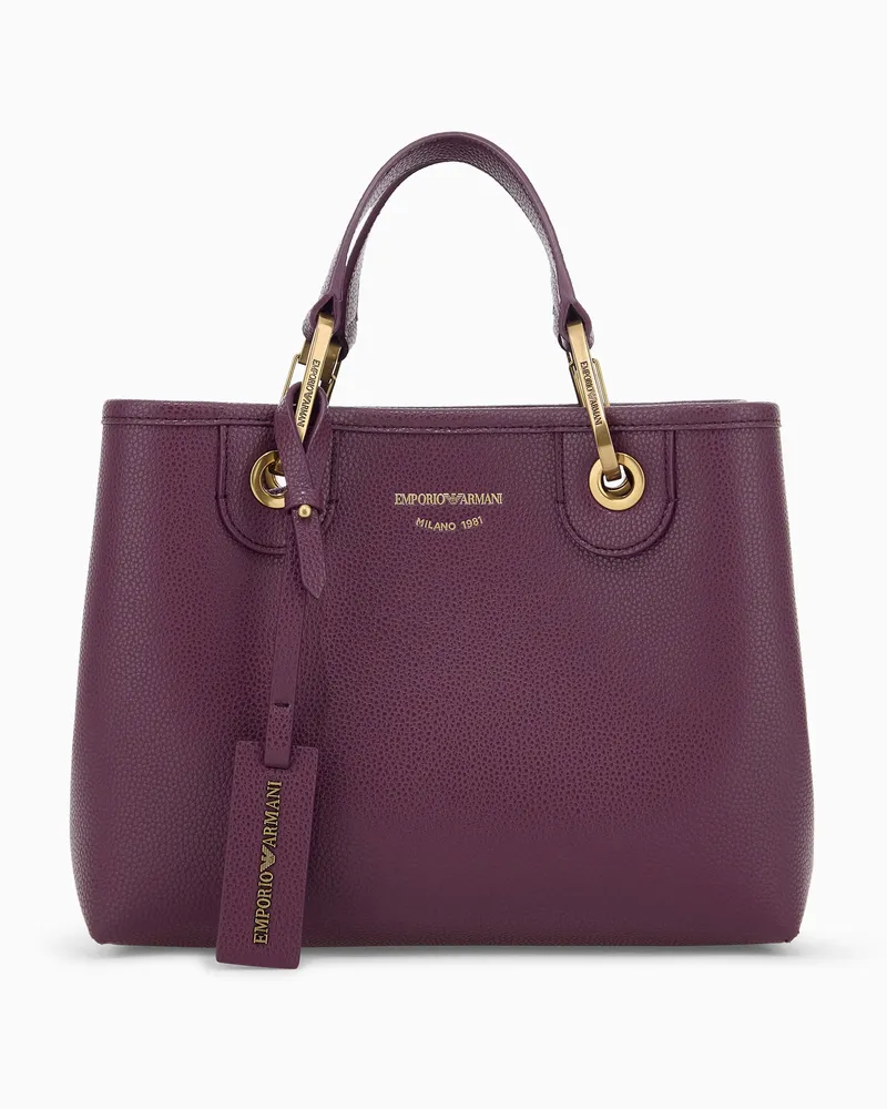 Emporio Armani Borsa shopping in pelle grana con logo e tracolla Viola