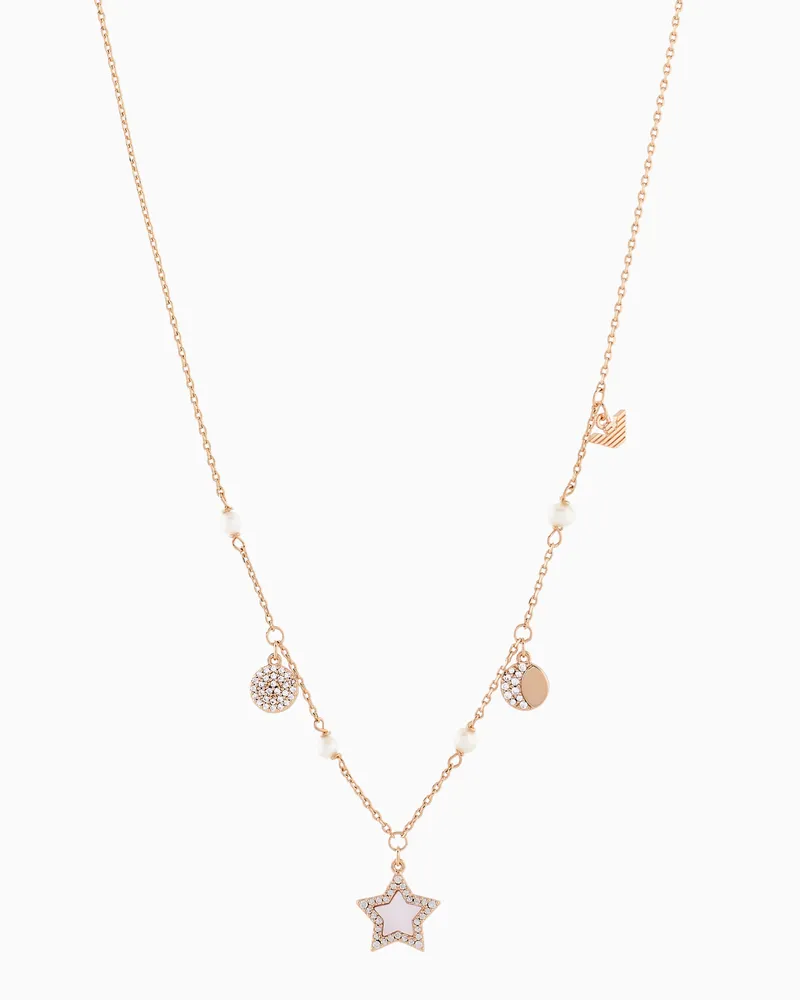 Emporio Armani Collana a catenina in ottone tonalità oro rosa Multicolore