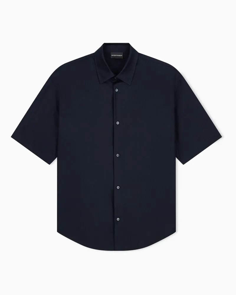 Emporio Armani Camicia vestibilità regular in lyocell jacquard Blu