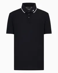 Emporio Armani OFFICIAL STORE Polo In Piquet Mercerizzato Con Ricamo Micro Eagle Blu