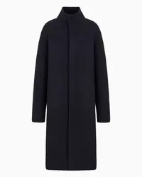 Emporio Armani OFFICIAL STORE Cappotto Collo Alto In Maglia Rasata Di Lana Vergine Icon Blu