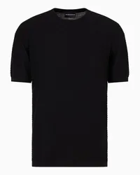 Emporio Armani OFFICIAL STORE Maglia In Misto Lyocell Punto Fantasia A Rilievo Asv Nero