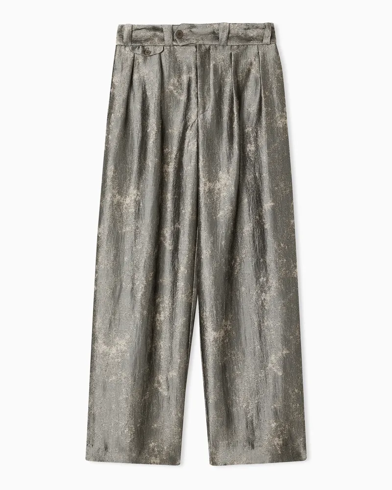 Emporio Armani Pantaloni palazzo in tessuto jacquard fluido Nero