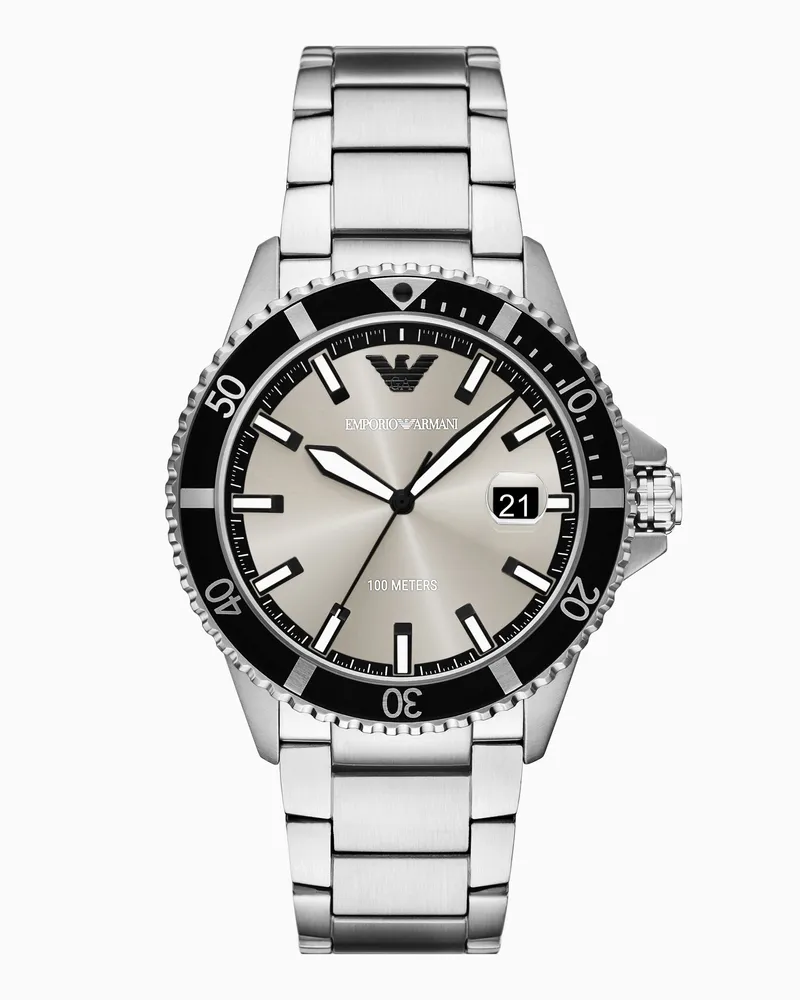 Emporio Armani Orologio World Explorer in acciaio inossidabile a tre lancette con datario Multicolore