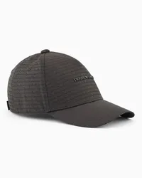 Emporio Armani OFFICIAL STORE Cappello Da Baseball In Nylon Jacquard Logo Lettering All Over Militare