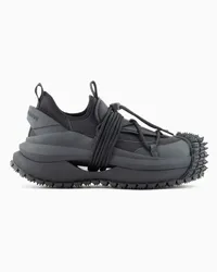 Emporio Armani OFFICIAL STORE Sneakers In Nylon Con Dettagli Scuba E Coulisse Nero