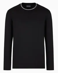 Emporio Armani OFFICIAL STORE Maglia Con Collo Logato In Jersey Misto Lyocell Asv Nero