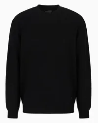 Emporio Armani OFFICIAL STORE Maglione A Collo Alto In Lana Vergine Con Trama Microstruttura Nero