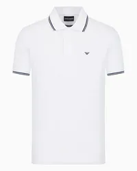 Emporio Armani OFFICIAL STORE Polo Slim Fit In Piquet Stretch Con Micro Eagle Bianco