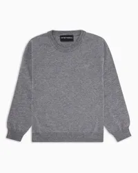 Emporio Armani OFFICIAL STORE Maglione In Misto Lana Con Ricamo Micro Eagle Grigio