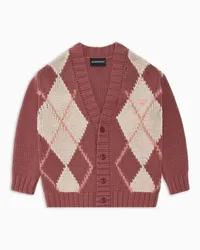 Emporio Armani OFFICIAL STORE Cardigan Scollo V Con Maxi Motivo Rombi Rosa