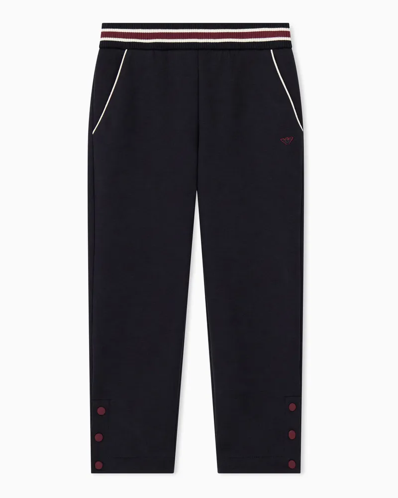 Emporio Armani Pantaloni in jersey doppio con vita elastica a righe Blu