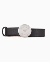 Emporio Armani OFFICIAL STORE Cintura In Pelle Con Fibbia Medaglione Nero