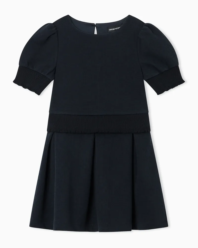 Emporio Armani Abito in doppio jersey jacquard con gonna a pieghe Blu