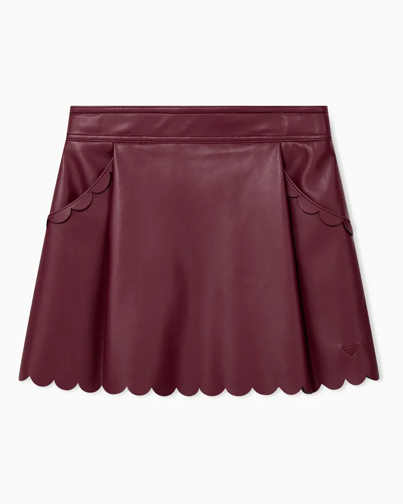 Emporio Armani Gonna effetto pelle con logo e orlo smerlato Bordeaux