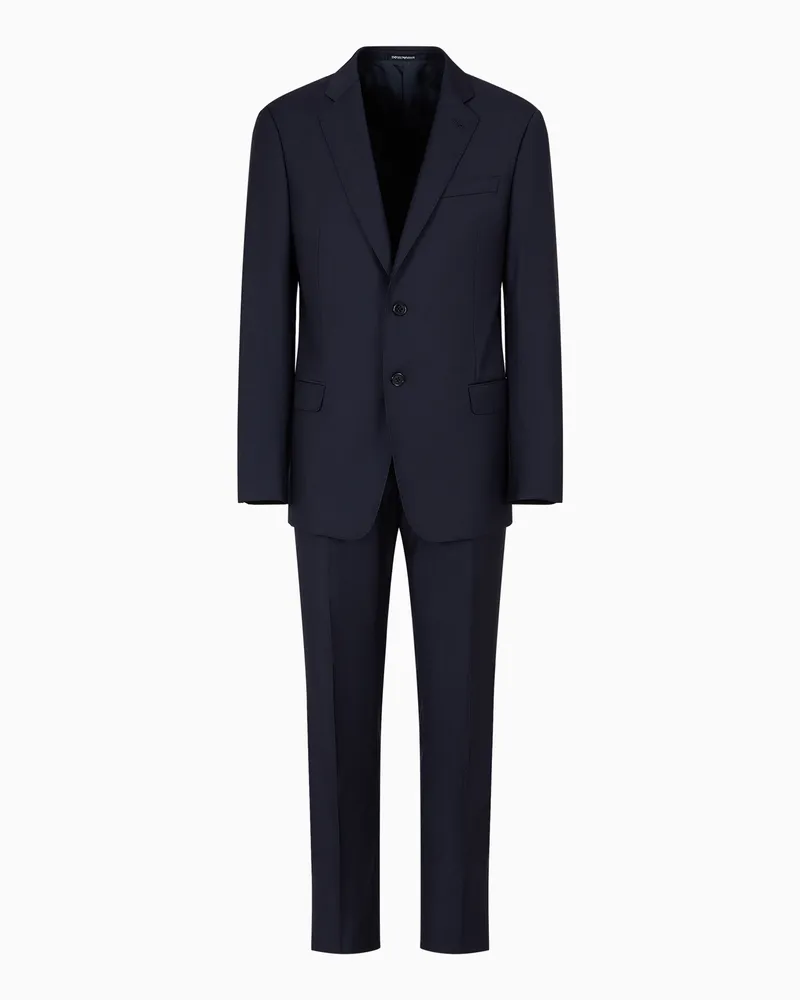 Emporio Armani Abito monopetto in tela di fresco lana Blu