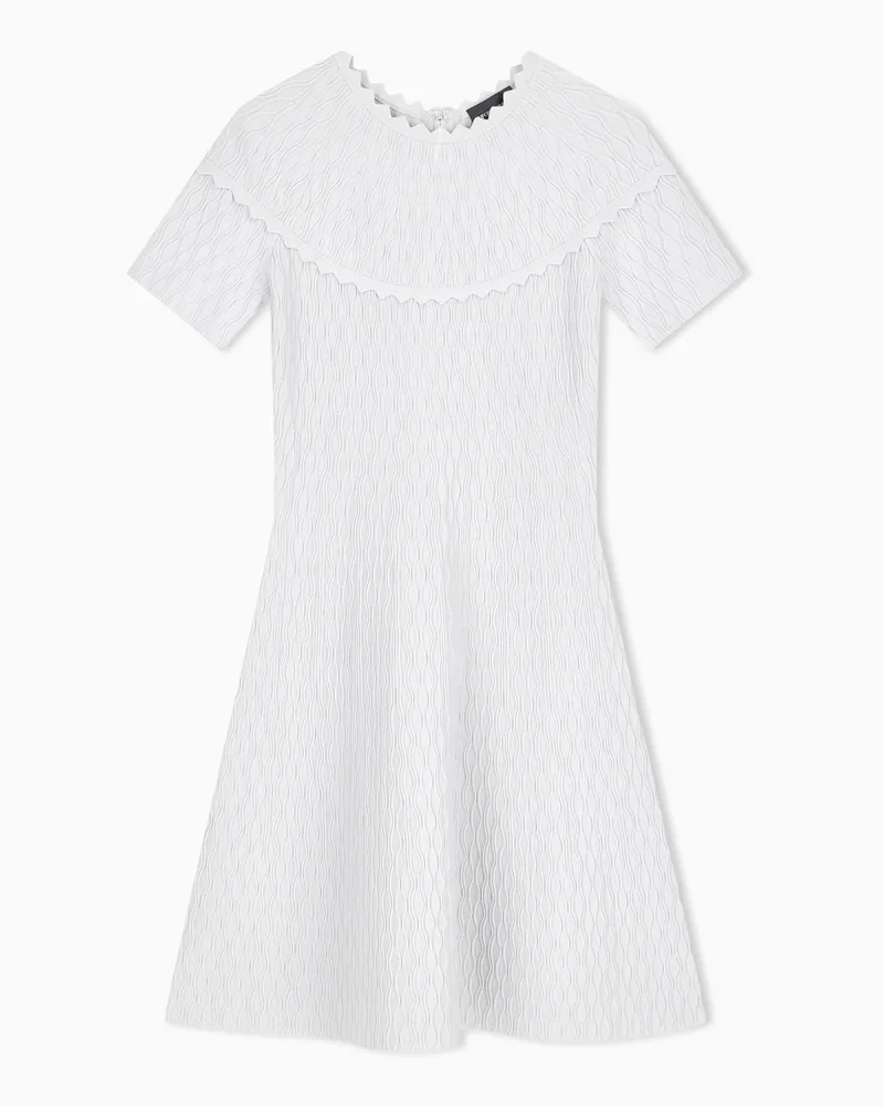 Emporio Armani Abito in viscosa con maniche a kimono e bordi smerlati Bianco