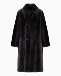 Emporio Armani OFFICIAL STORE Montone Doppiopetto Reversibile In Shearling Di Merino Italiano Marrone