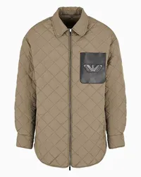 Emporio Armani OFFICIAL STORE Blouson In Nylon Trapuntato Motivo Rombi Con Tasca Logata Marrone