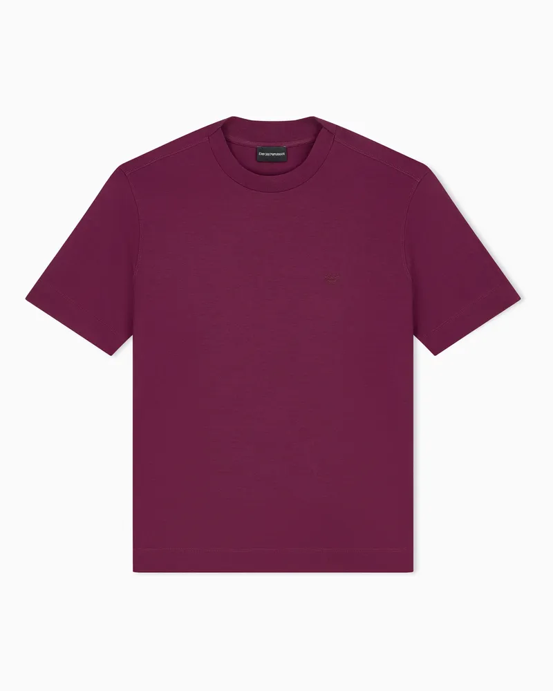 Emporio Armani T-shirt in jersey con ricamo micro aquila Bordeaux