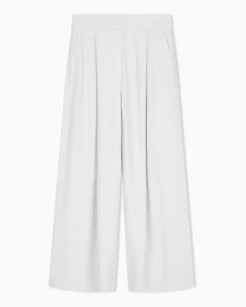 Emporio Armani Pantaloni palazzo in tessuto armaturato effetto corteccia Capsule Signature Grigio