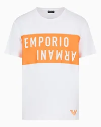 Emporio Armani OFFICIAL STORE T-shirt Beachwear In Jersey Stampa Bold Logo Arancione