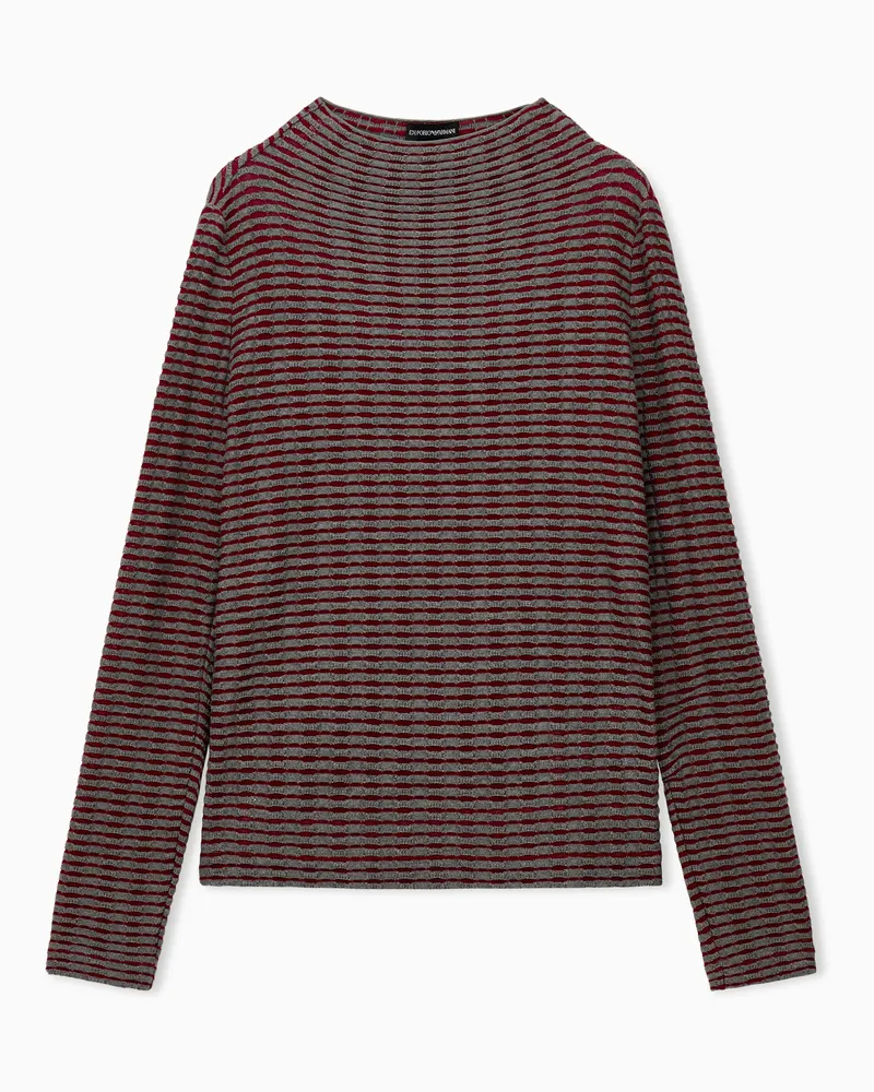 Emporio Armani Maglia girocollo in jersey jacquard di viscosa a righe Bicolore