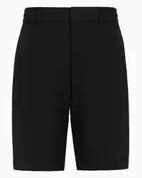 Emporio Armani OFFICIAL STORE Bermuda Chino A Vita Elastica In Tessuto Seersucker Tecnico Nero