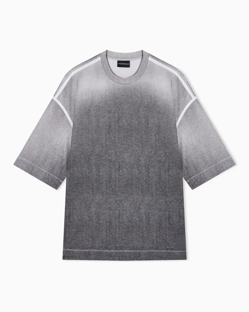 Emporio Armani T-shirt over fit in jersey misto lyocell degradé Grigio