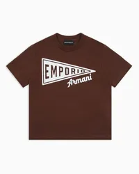 Emporio Armani OFFICIAL STORE T-shirt Over Fit In Jersey Con Stampa Maxi Logo Asv Marrone