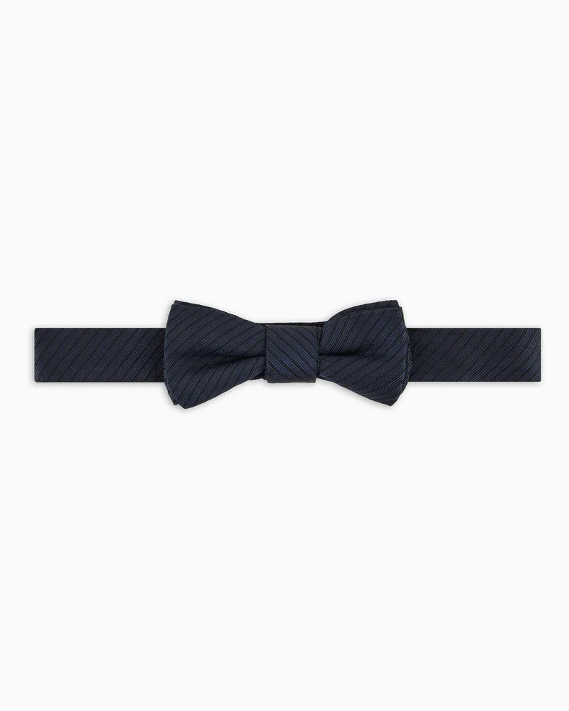 Emporio Armani Papillon in pura seta ottoman a righe Blu