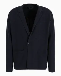 Emporio Armani OFFICIAL STORE Blazer Doppiopetto In Maglia Di Misto Lana Vergine Blu