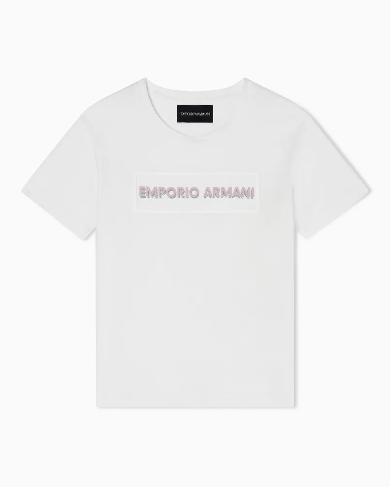 Emporio Armani T-shirt in jersey con logo Bianco