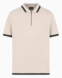 Emporio Armani OFFICIAL STORE Polo In Piquet Mercerizzato Con Zip E Profili A Contrasto Beige