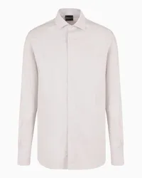 Emporio Armani OFFICIAL STORE Camicia In Cotone Stretch Con Pattern Stampato Bianco