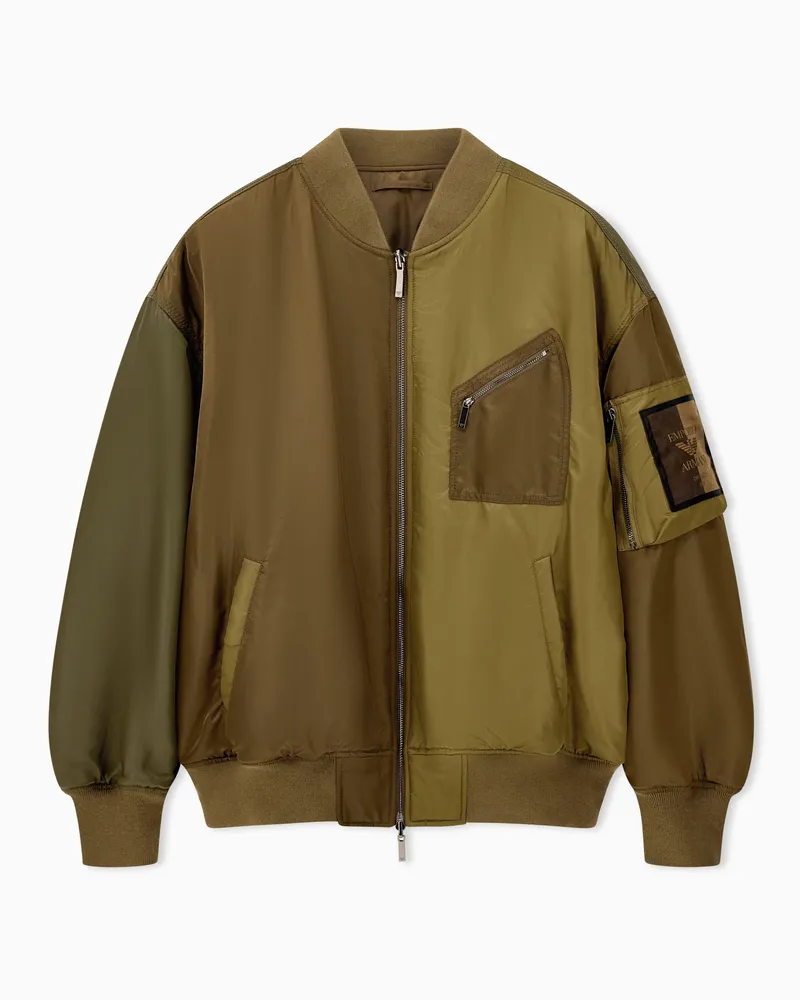 Emporio Armani Bomber over con tasca sulla manica e bordi in maglia Fantasia