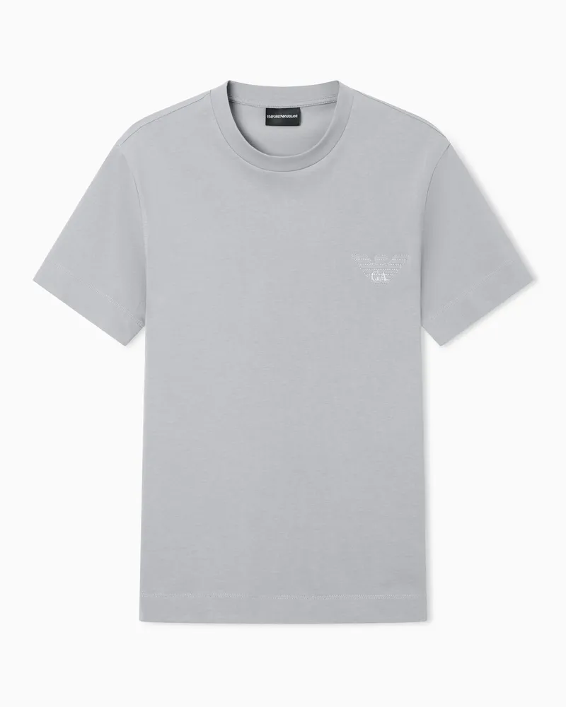 Emporio Armani T-shirt slim fit in jersey heavy con aquila bombata Grigio