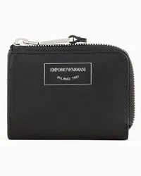 Emporio Armani OFFICIAL STORE Mini Portafoglio Zip Around In Pelle Ecologica Asv Nero