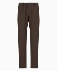 Emporio Armani OFFICIAL STORE Pantaloni Chino Con Nervature In Maglia Stretch Di Jersey In Lana Vergine Effetto 3d Marrone