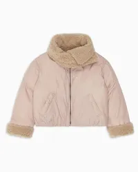 Emporio Armani OFFICIAL STORE Blouson In Nylon Logo Lettering Con Imbottitura Riciclata E Dettagli Effetto Teddy Asv Rosa