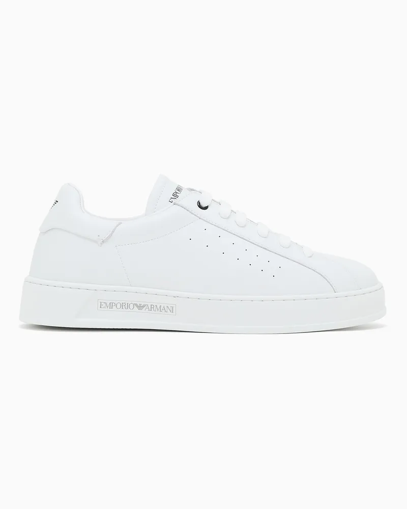 Emporio Armani Sneakers in pelle con logo Bianco