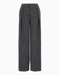 Emporio Armani OFFICIAL STORE Pantaloni Con Pieghe In Misto Lana Jacquard Motivo Chevron Grigio