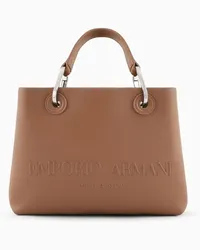 Emporio Armani OFFICIAL STORE Shopper Piccola Myea Con Maxi Logo A Rilievo Cammello