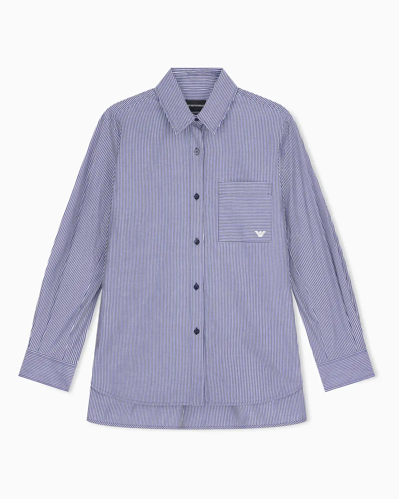 Emporio Armani Camicia regular fit in popeline di cotone a righe Blu
