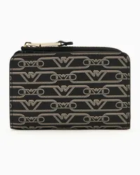 Emporio Armani OFFICIAL STORE Portafoglio Bifold Stampa Monogram All Over Nero